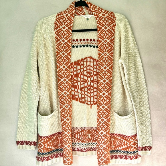 Lucky Brand Linen Cotton Embroidered Boho Deep Pocket Cardigan - Picture 5 of 11